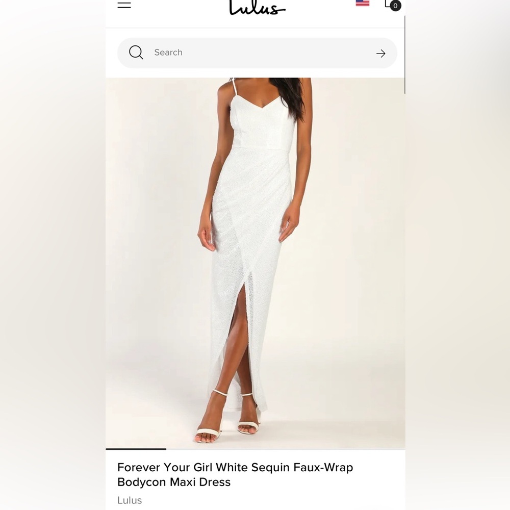 Lulu’s Forever Your Girl white sequin bodycon faux wrap style dress - NWT - S